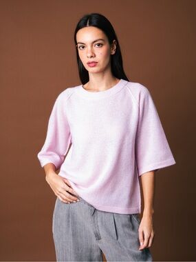 Closed Wool Slouchy Short Sleeve Sweater Bugglegum pink medium